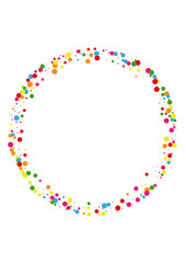 Blue Circle Streamer Illustration. Round Party Texture. Multicolored Summer Confetti. Yellow Carnaval Dot Background.