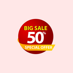 Big Sale 50% Special Offer Label Vector Template Design Illustration