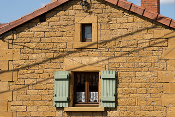 old brick wall house in Torgny-Belgium