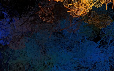 Dark Blue, Yellow vector doodle template with leaves.