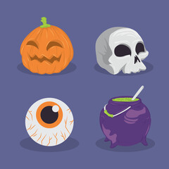 Bundle set Halloween themed vector design illustration