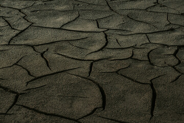 Texture of dry cracked earth. The desert background. The global shortage of water. Deep cracks in...