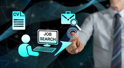Man touching a job search concept