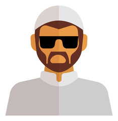 Muslim man icon. Bearded guy in sunglasses avatar