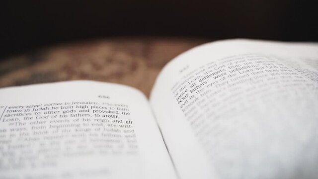 Hebrew Old Testament Bible Opened To 2 Chronicles. Wedding Celebration Matrimonial B-Roll. 