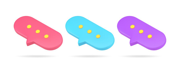Isometric multicolored speech bubble quick tips set 3d icon vector internet social networks dialogue