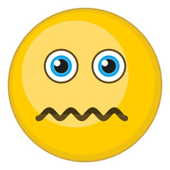 Confounded face emoji. Round yellow emoticon. Frustration symbol