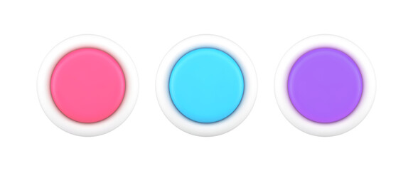 Collection bright circled button multicolored indicator with white frame 3d icon design vector