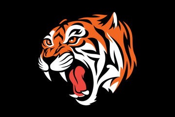 Head of Aggressive Tiger Roaring