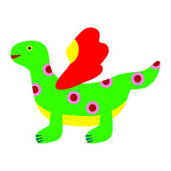 Green dragon with red wings, pattern on the back, character