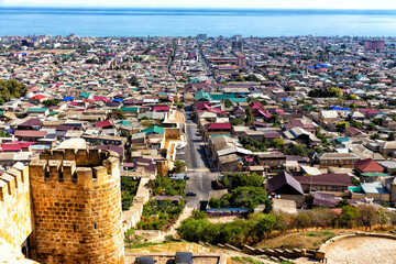 View of Derbent city from Naryn-Kala fortress. Republic of Dagestan, Russia