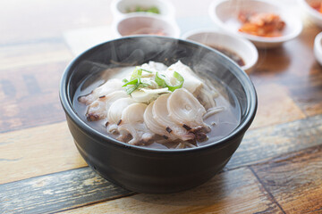Korean bean sprout and octopus soup.