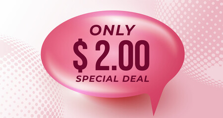 Special two dollar only deal and sale banner