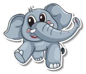 Happy elephant animal cartoon sticker