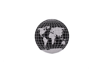 Fototapeta na wymiar round monochrome world map isolated on white background