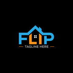 Creative Flip Home or real estate logo design concept suitable for a company card, print, digital, id card, identity card, and other purposes  
