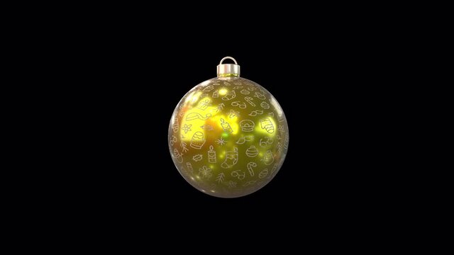 Festive Rotating Christmas ornament loop yellow 
