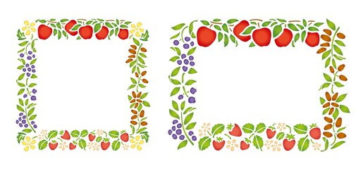 ステンシル　フルーツ　イラスト　フレーム　ラベル　パターンセット