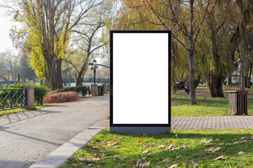 Blank billboard in the public park