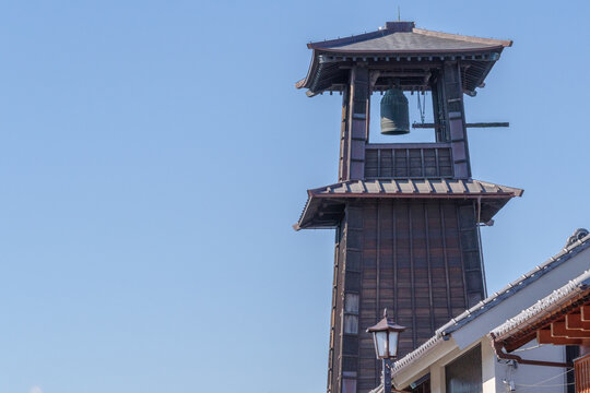 時の鐘　水彩画 建物 青空 時の鐘 水彩画 建物 青空 AIアート】時の鐘（川越市）の名画風