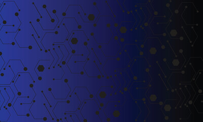 Hexagon abstract blue and black background