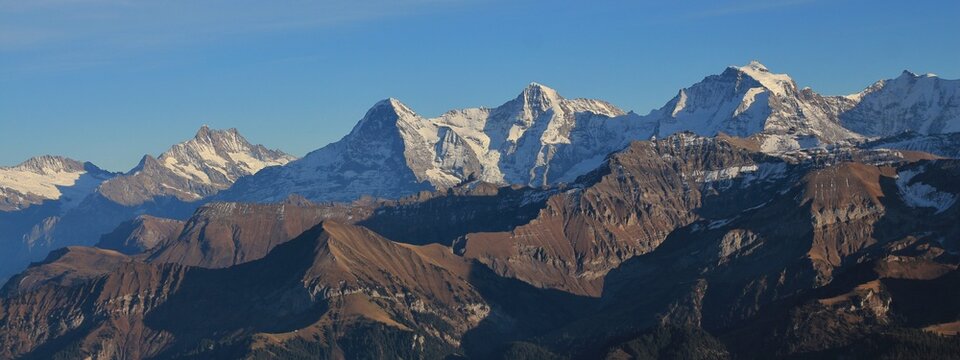 Famous mountain range Eiger, Monch and Jungfrau.
