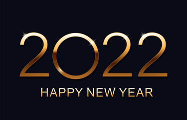 Obraz na płótnie Canvas Happy New 2022 Year. Holiday vector illustration of golden metallic numbers 2022.