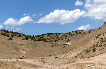 landscape with blue sky and clouds