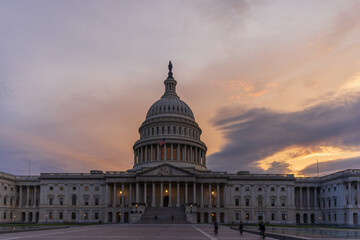 Capitol Hill Building at dusk with a wonderful sky, Washington DC.