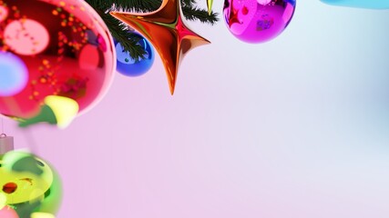 christmas balls on the tree. 3d render