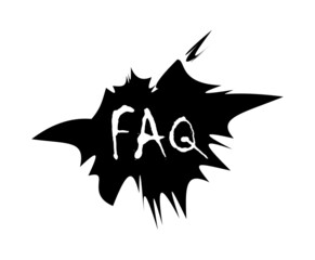 faq icon in grunge style, frequently asked questions, vector black and white icon isolated on white background 