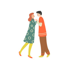 St. Valentine's day. Man and woman hugging. Cute vector illustration in flat cartoon style.