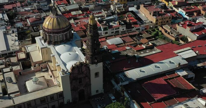 Flight over the cathedral of Atonolico el alto Jalisco, Mexico