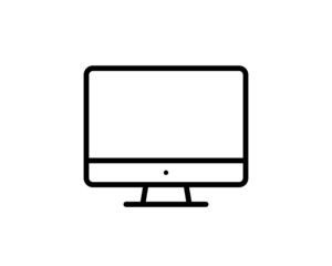 Desktop computer, monitor line icon, outline vector sign, linear style pictogram isolated on white. Symbol, logo illustration. Editable stroke. Pixel perfect