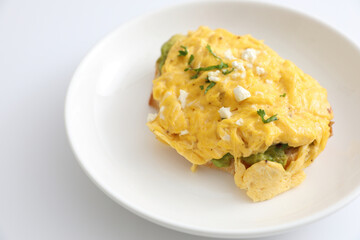 Avocado and scrambled eggs toast