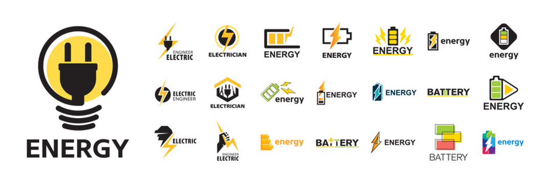 vector set of logos electricity, energy charge
