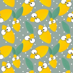 Lemon cartoon seamless fruit pattern for fabrics and textiles and packaging and gifts and cards and linens 