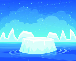 Vector illustration of an iceberg. Arctic landscape. Winter background.