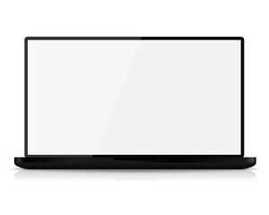 Modern black laptop isolated on a white background