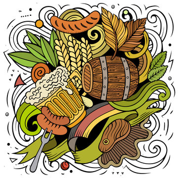 oktoberfest food and drink cartoon doodle clip art preview