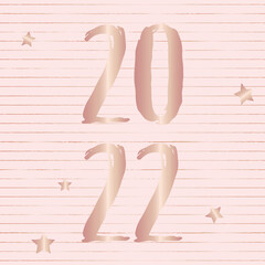 Vector rose gold stars 2022 card seamless pattern