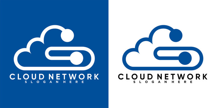 cloud network logo design with style and cretive concept