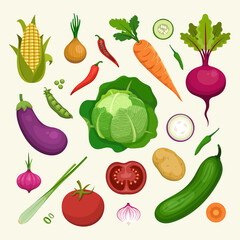 Vegetables Vector Set Illustration