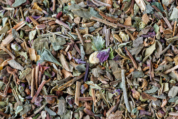 Background made of middle eastern traditional spice . Top view.A mixture of different spices close up. Textures of colorful spices and condiments.