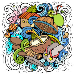 Seychelles cartoon vector doodle illustration