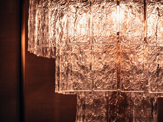Chandelier Lighting Close up Glass texture Interior decoration Luxury design
