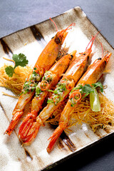 Portion of freshly peeled Argentinian curve on the table