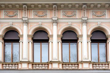 Obraz premium Fragment of old building facade in Kyiv Ukraine