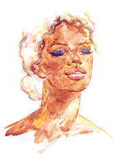 african american woman. illustration. watercolor painting