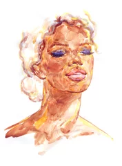 Fotobehang african american woman. illustration. watercolor painting © Anna Ismagilova